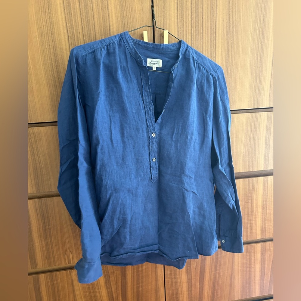 Hartford French Blue Linen Top
